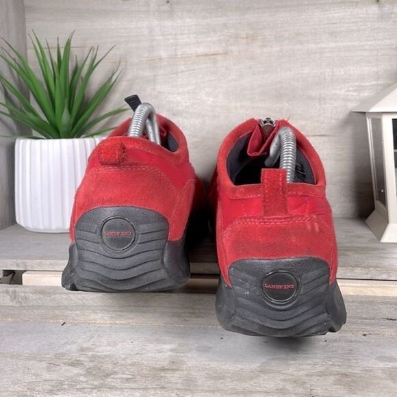 Lands End Red Nylon Zipper Quilted Shoes Mocs Mules Waterproof Size 10 - Picture 4 of 6